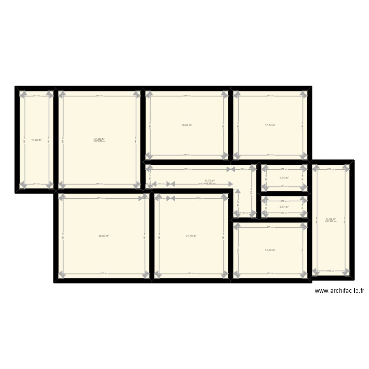 Villa Agondge plan 1. Plan de 11 pièces et 174 m2
