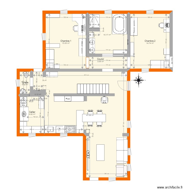 plan nu. Plan de 8 pièces et 99 m2