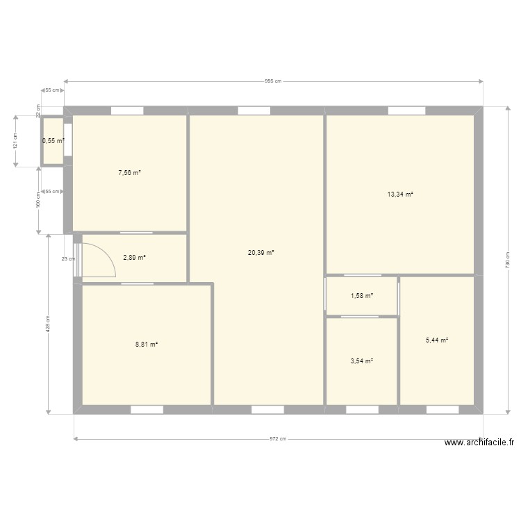 plano 2 dia 23/2. Plan de 9 pièces et 64 m2