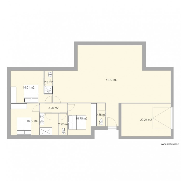 maison 4 pentes. Plan de 0 pièce et 0 m2