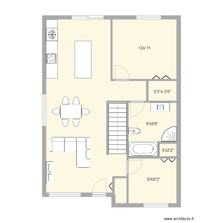 26x34 avec 2 chambres . Plan de 0 pièce et 0 m2