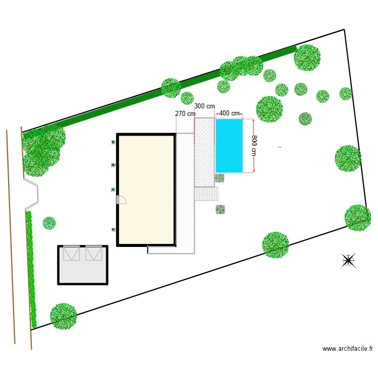 PISCINE. Plan de 7 pièces et 259 m2