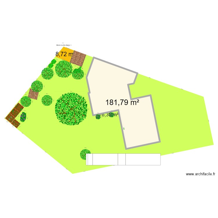 Abris élargi. Plan de 1 pièce et 182 m2