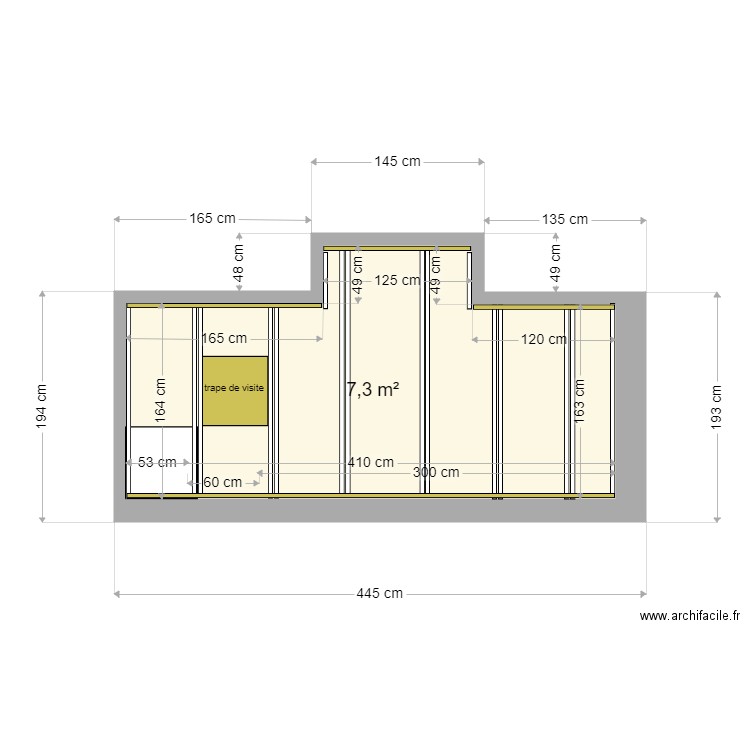 placo mara concept 2. Plan de 1 pièce et 7 m2