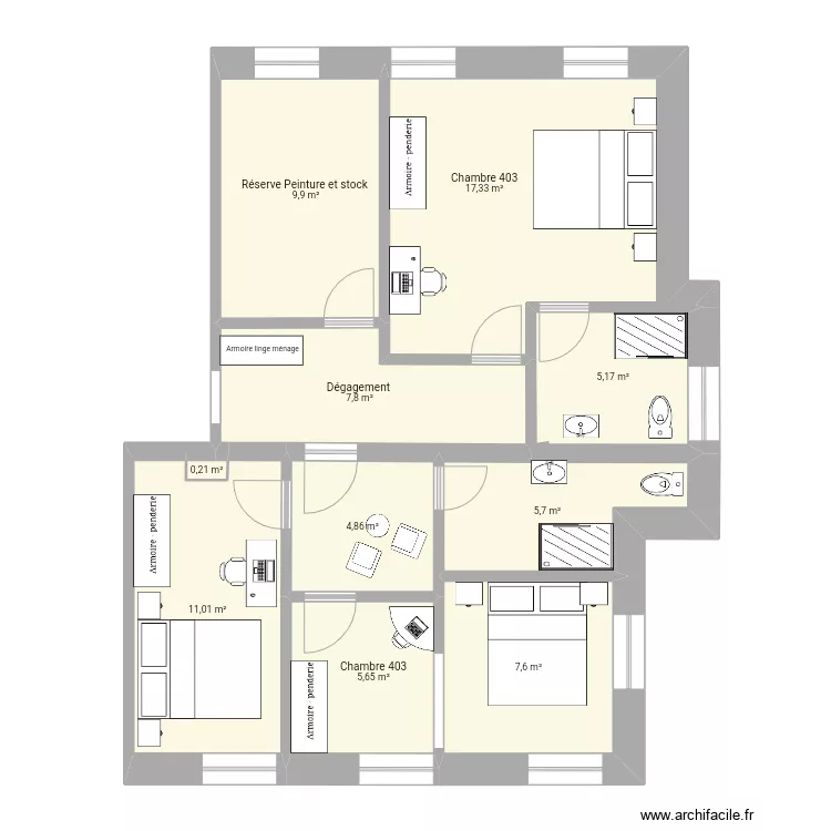projet lux 2 chambres . Plan de 