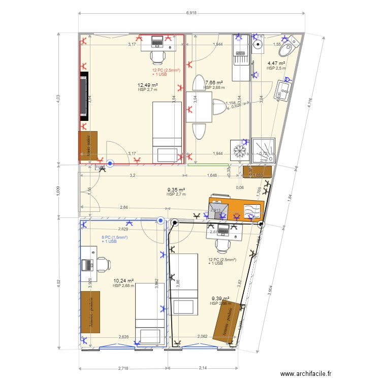 Jeunes juil-23 v1. Plan de 6 pièces et 54 m2