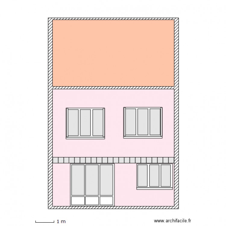 Facade arriere projet fenetre et PF 3V egaux. Plan de 0 pièce et 0 m2