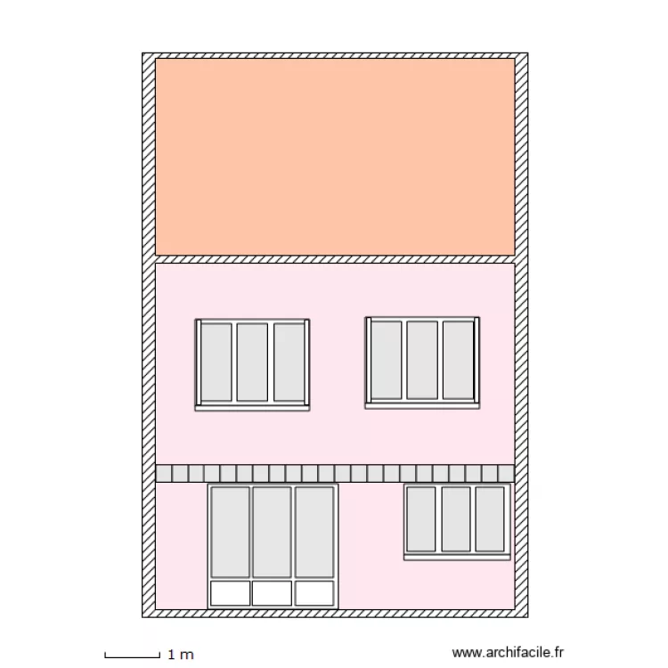Facade arriere projet fenetre et PF 3V egaux. Plan de Facade arriere projet fenetre et PF 3V egaux. Plan de