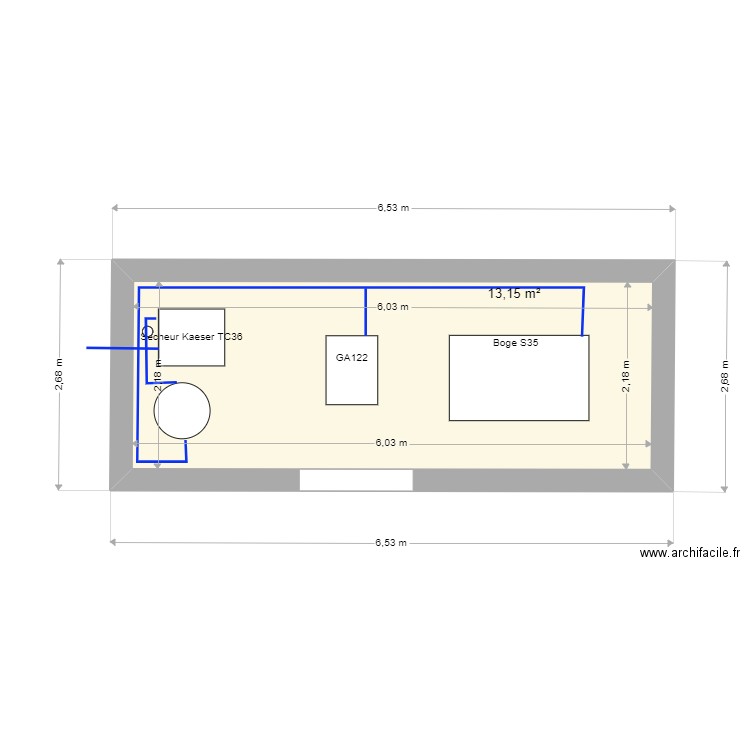 CBA Montagne. Plan de 1 pièce et 13 m2