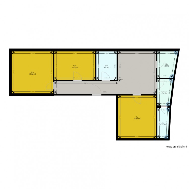 appartement 1. Plan de 8 pièces et 84 m2