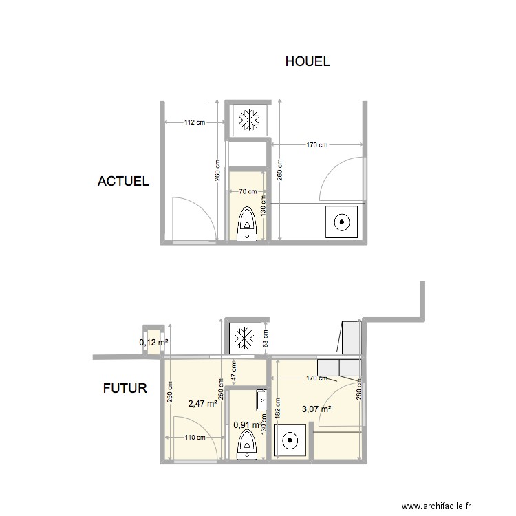 14 BIZET - WC 1e niveau - V2. Plan de 5 pièces et 7 m2