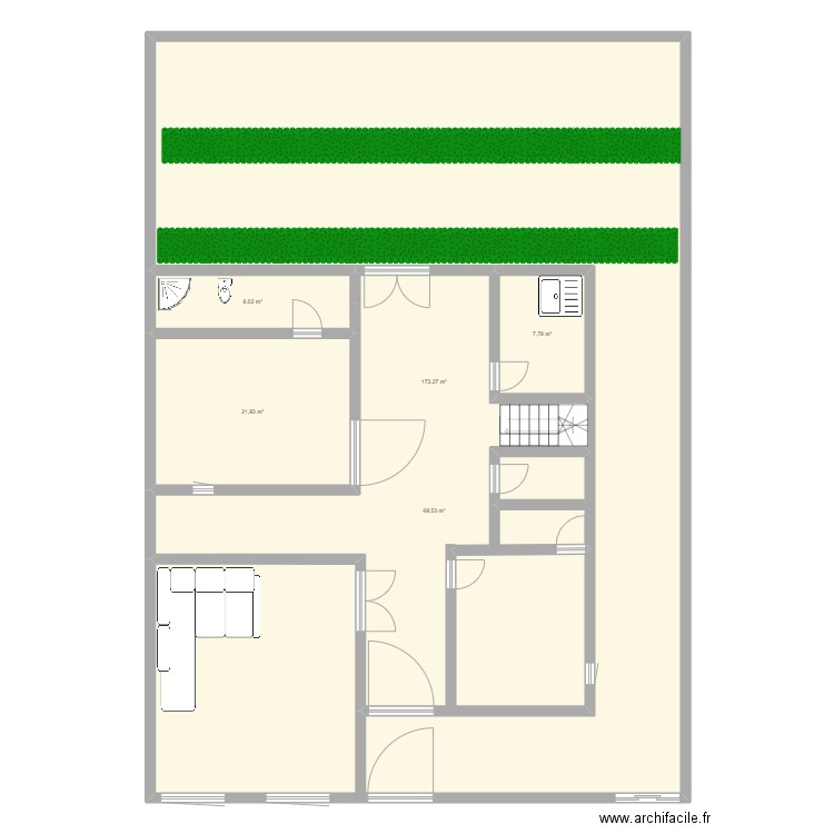 titre. Plan de 5 pièces et 281 m2