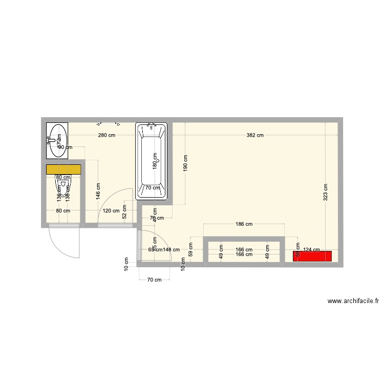 Salle de bain Boutard5. Plan de 4 pièces et 19 m2