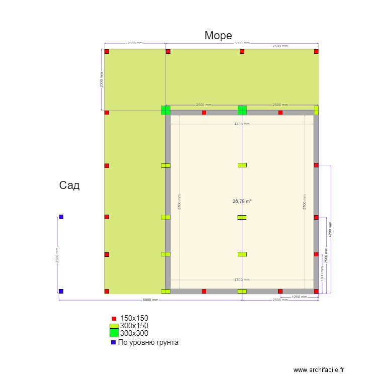 Сваи Крым. Plan de 2 pièces et 50 m2