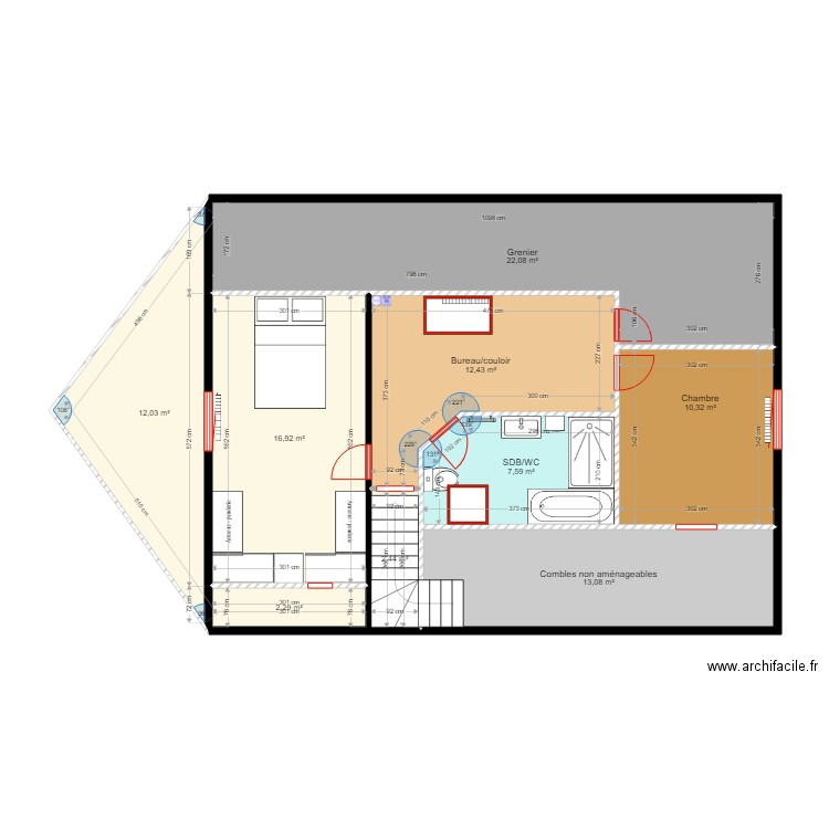 Renard du Cazier 3 etage projet final2. Plan de 9 pièces et 99 m2