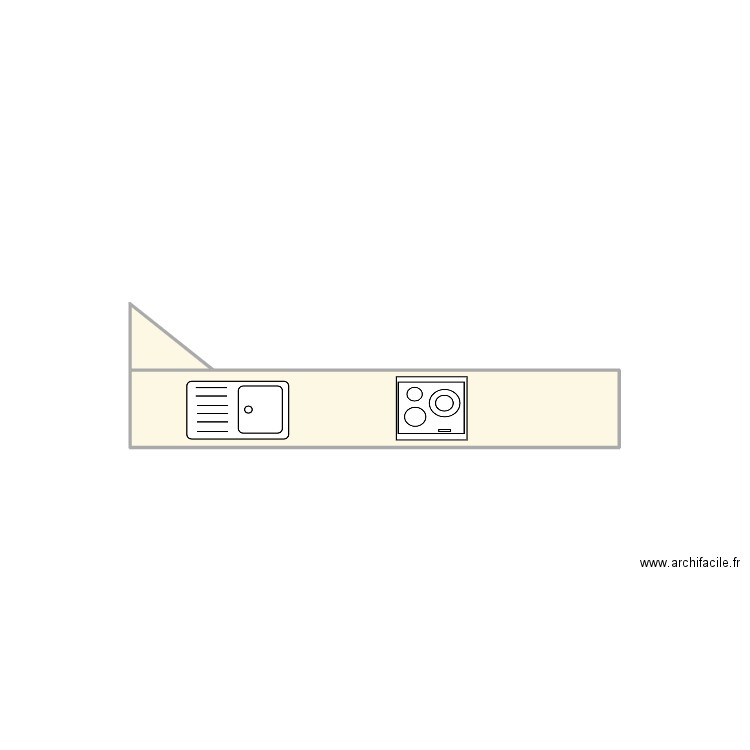 plan travail cuisine. Plan de 2 pièces et 2 m2