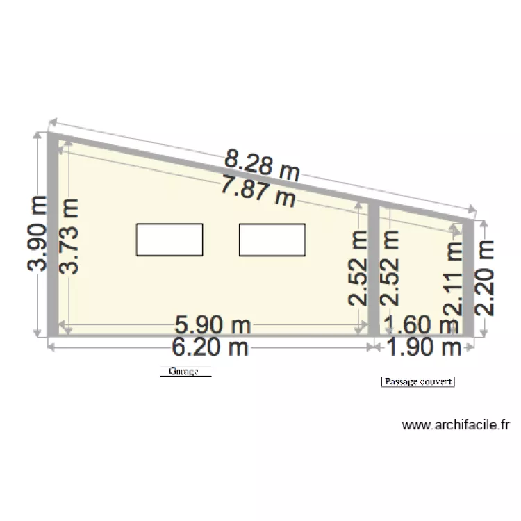 GARAGE cote Jardin. Plan de 