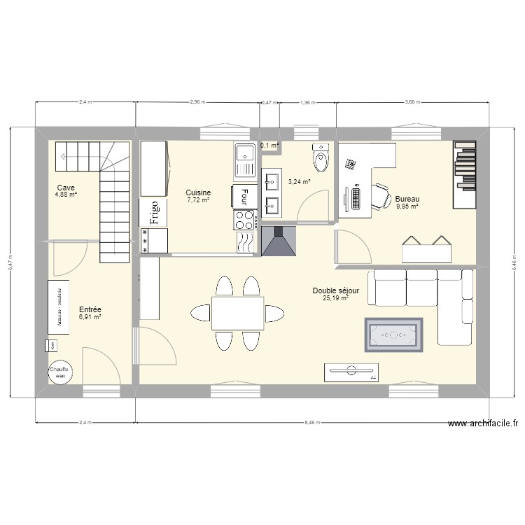 maison VIOLETA projet bis. Plan de 16 pièces et 124 m2
