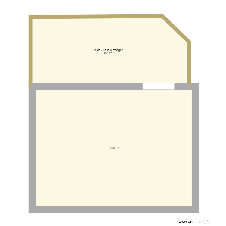 Maison. Plan de 2 pièces et 107 m2