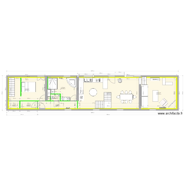 Warvillers ind I. Plan de 8 pièces et 94 m2