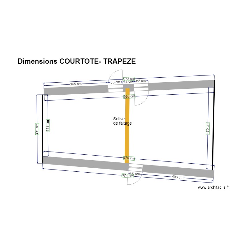 plan courtote avant travaux avec dimensions. Plan de 0 pièce et 0 m2