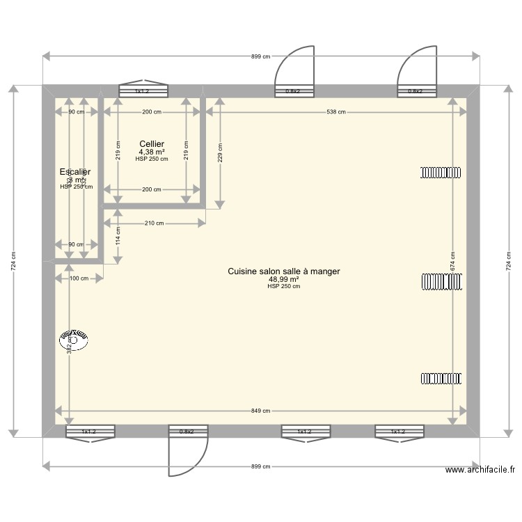 Tyt. Plan de 3 pièces et 56 m2