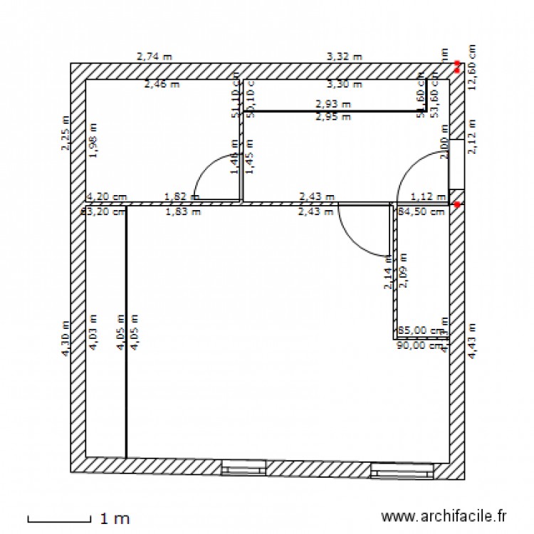 ChambreLB_mesures. Plan de 0 pièce et 0 m2