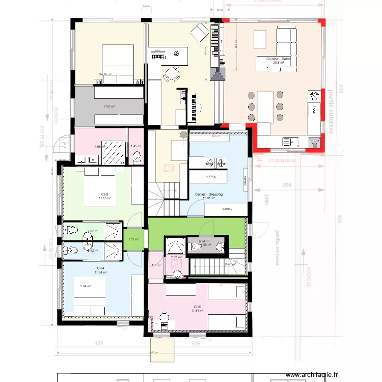RdC V11 et Etage V6. Plan de 