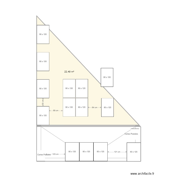 Toulon Terrasse. Plan de 1 pièce et 22 m2