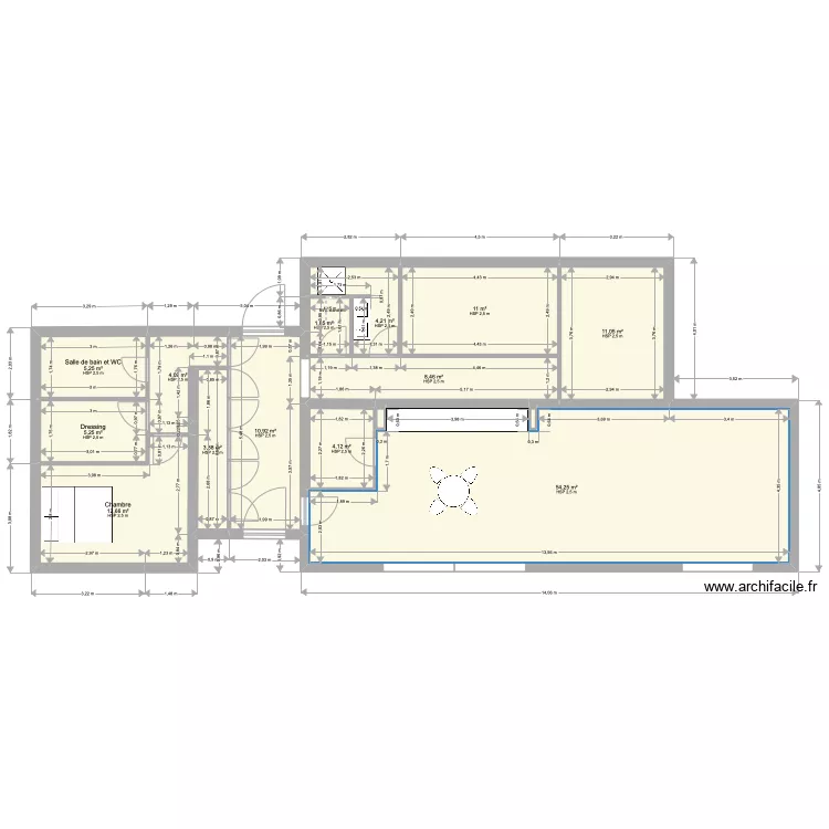 maison entree traversante 130. Plan de 
