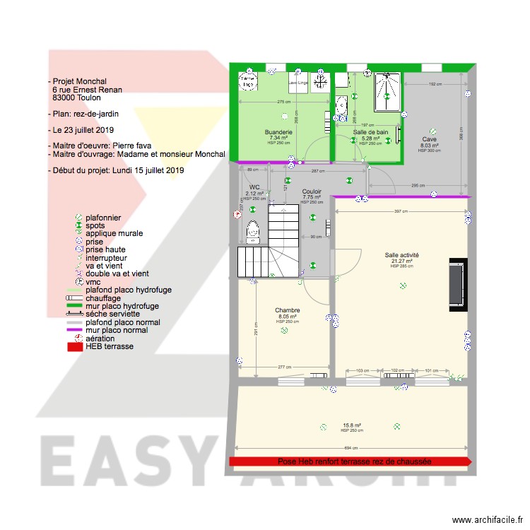 Plan Monchal  rez de jardin dernier. Plan de 0 pièce et 0 m2