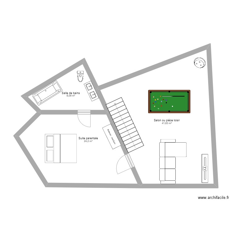 Orp-le-Grand (2ème étage). Plan de 3 pièces et 74 m2