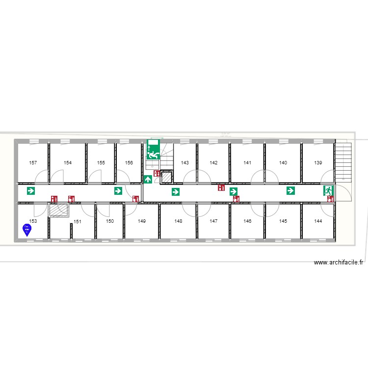 Plan évacuation rocade Chambre 153. Plan de 0 pièce et 0 m2