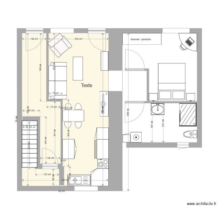 appartement T1 RDCH et Entree Nonna. Plan de 0 pièce et 0 m2