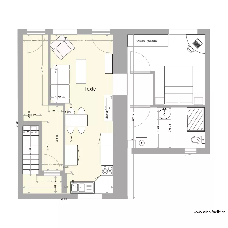 appartement T1 RDCH et Entree Nonna. Plan de appartement T1 RDCH et Entree Nonna. Plan de