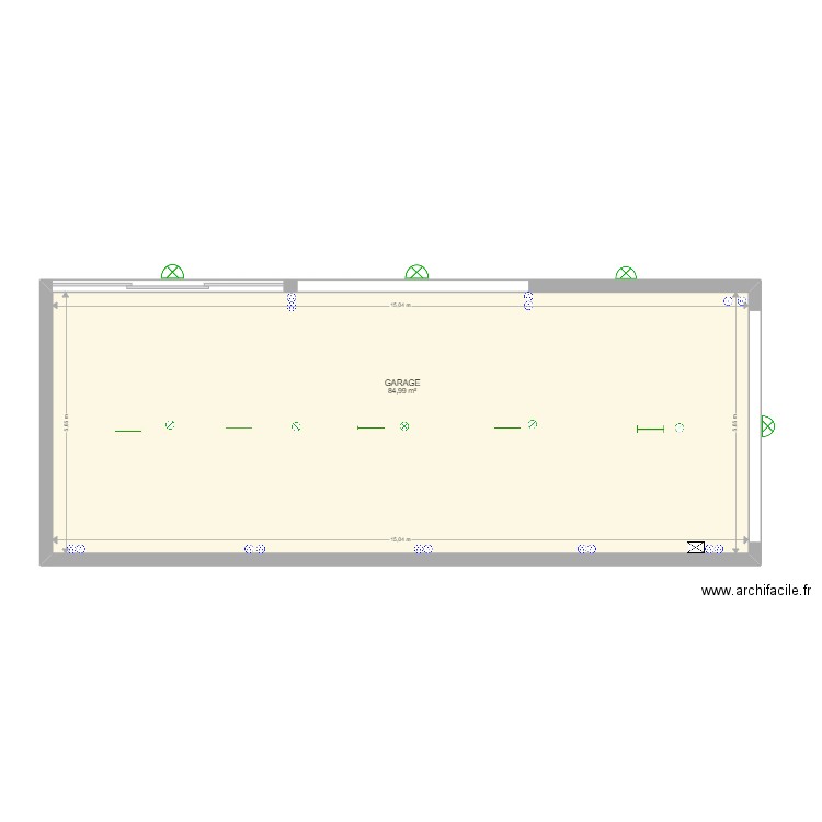 garage. Plan de 1 pièce et 85 m2