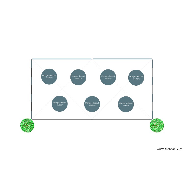 Implantation mange debouts sous 2 tentes 3x3m. Plan de 0 pièce et 0 m2