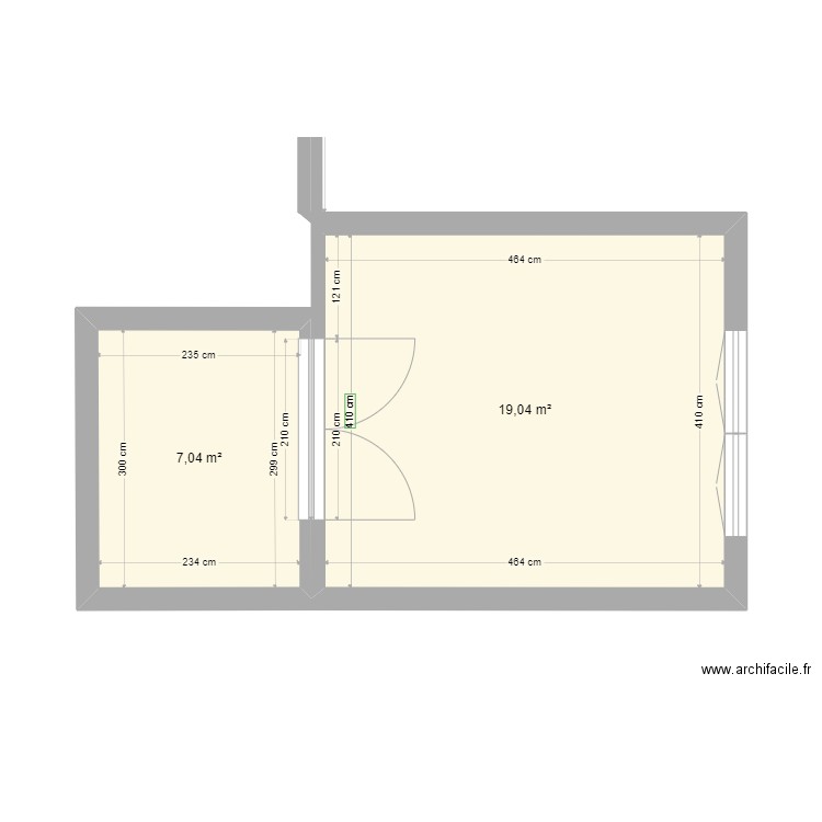 plan V1 2D M Canel. Plan de 2 pièces et 26 m2