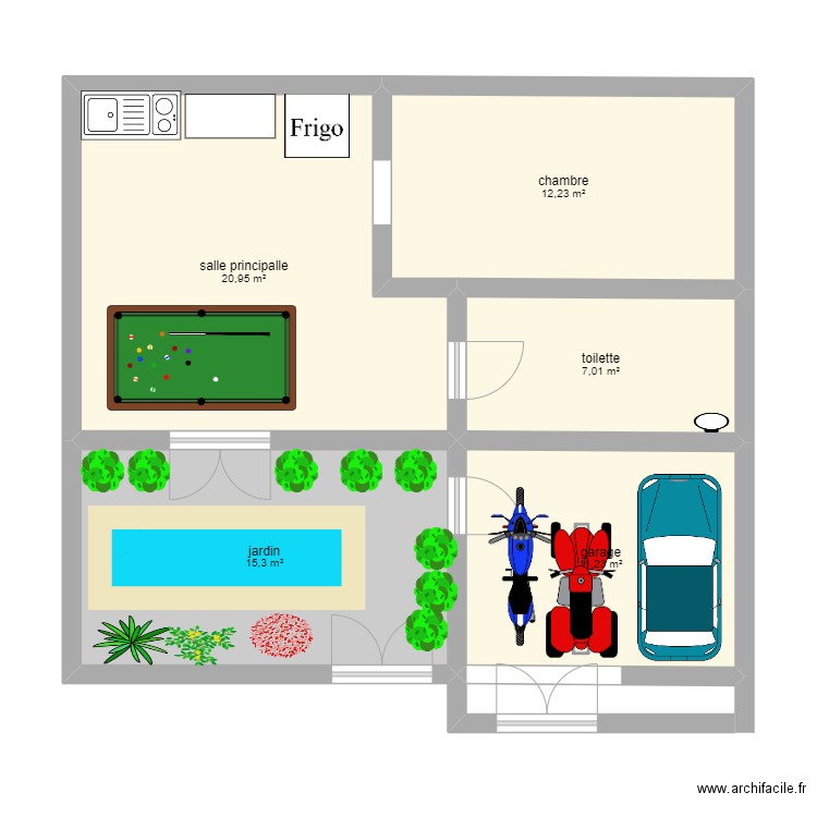 plan de maison designe 1. Plan de 5 pièces et 67 m2