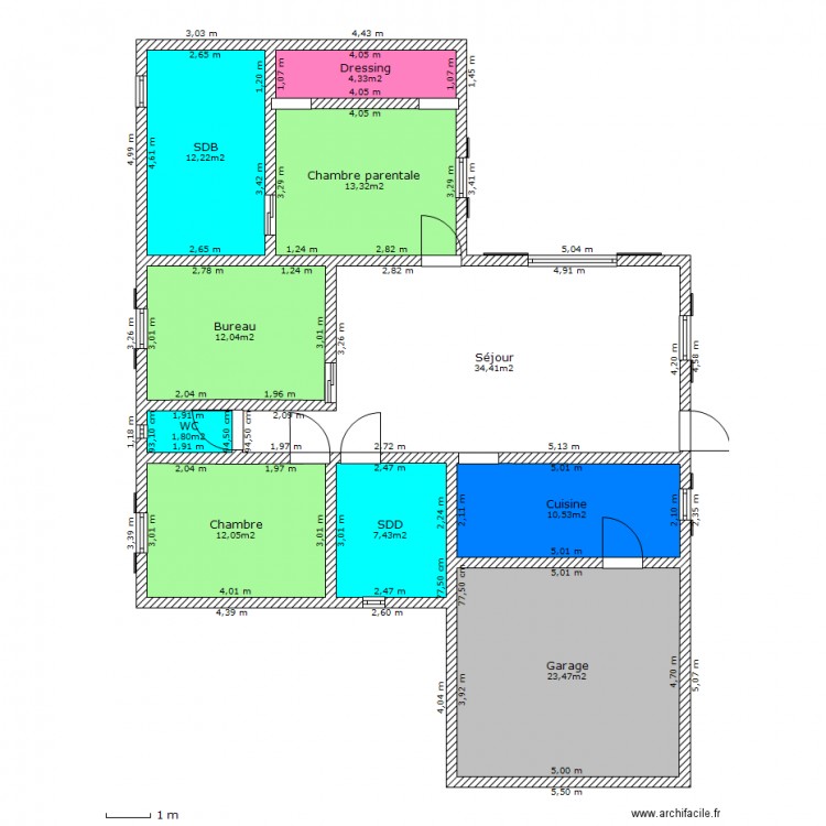 maison en Z   garage. Plan de 0 pièce et 0 m2