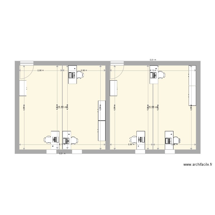 arts pla. Plan de 2 pièces et 51 m2