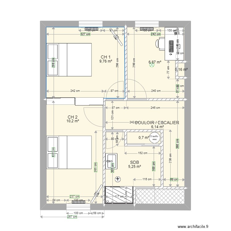 R1 - Maison TIRAUX Peinture. Plan de 8 pièces et 40 m2