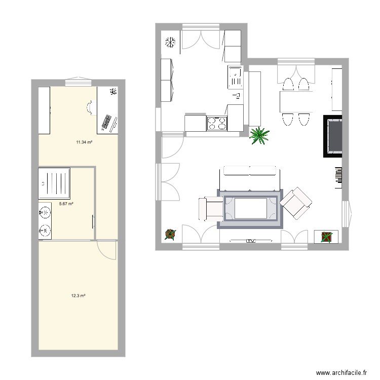 Double séjour. Plan de 0 pièce et 0 m2