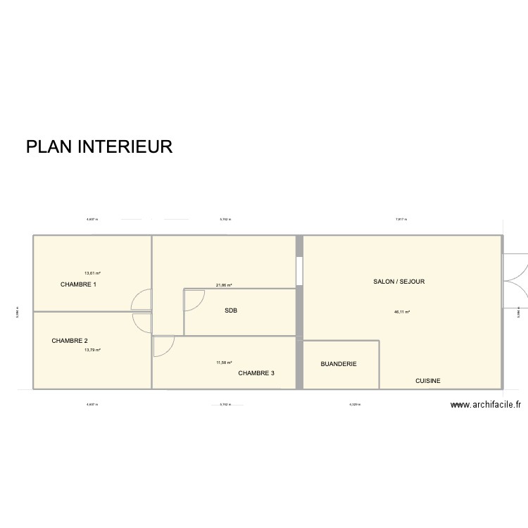 PLAN LOT C. Plan de 5 pièces et 107 m2