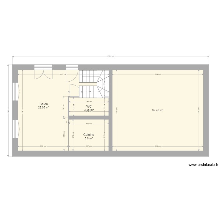 antona rdc. Plan de 4 pièces et 64 m2