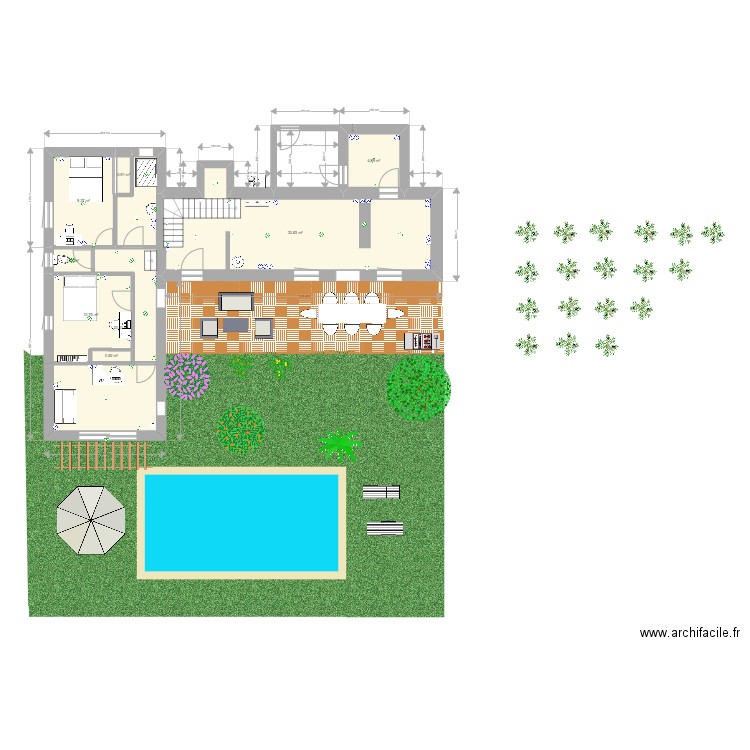 Plan maison RDC - electricité- Jardin. Plan de 8 pièces et 85 m2