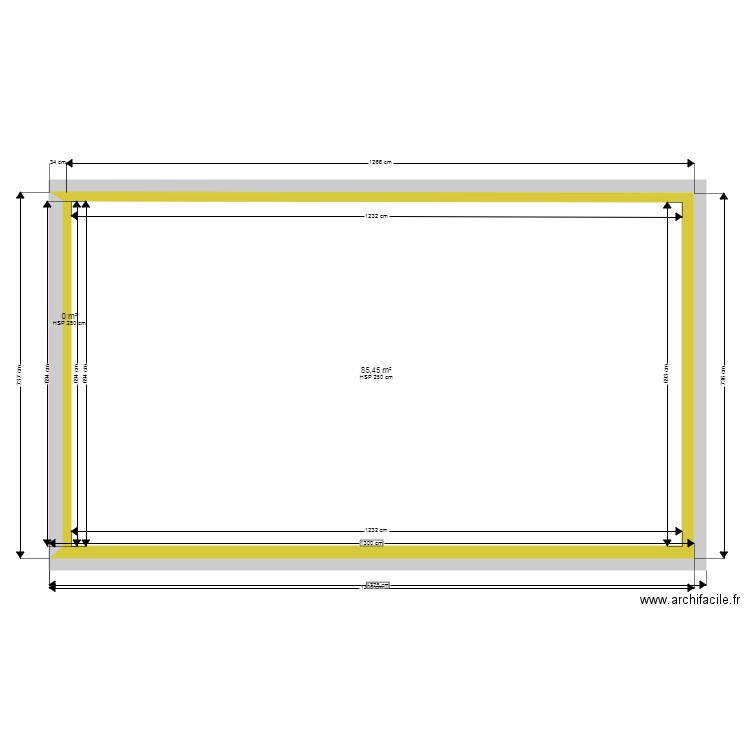 002. Plan de 2 pièces et 85 m2