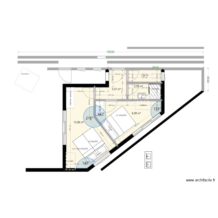 New 3 2  Ch. Plan de 5 pièces et 31 m2