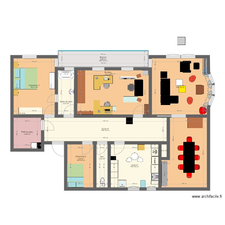 Crétêts 89 004. Plan de 12 pièces et 149 m2