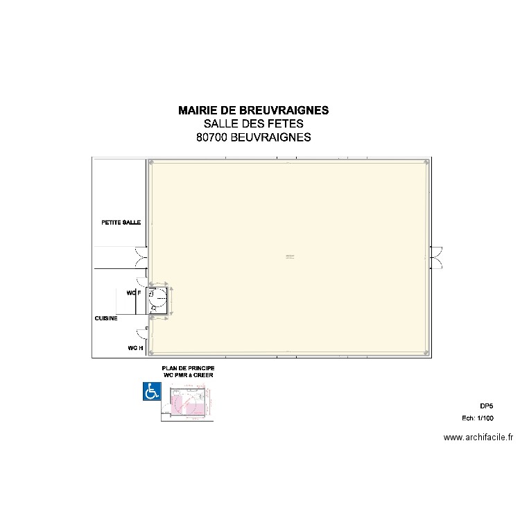 Salle de Beuvraignes  Sté TALEMANT. Plan de 1 pièce et 390 m2